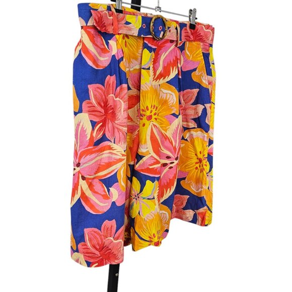 Farm Rio x Anthropologie Linen Blend Belted Bermuda Shorts, High Rise, Medium - Picture 11 of 11